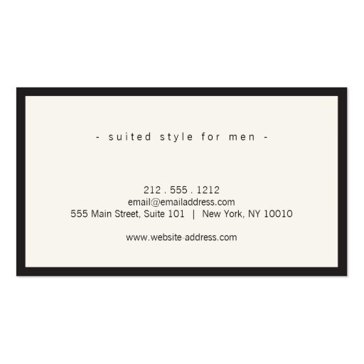 Men's Classic Bow Tie Logo Black/Ivory Business Card (back side)