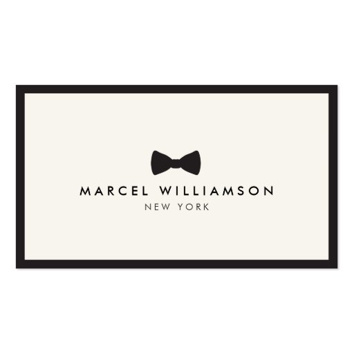 Men's Classic Bow Tie Logo Black/Ivory Business Card (front side)