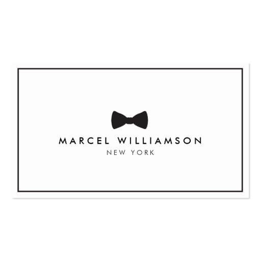 Men's Classic Bow Tie Logo Black/White Business Card (front side)