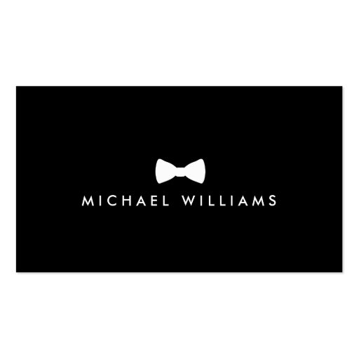 Men's Classic Bow Tie Logo - White and Black Business Card (front side)