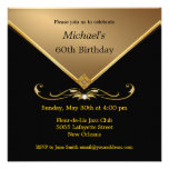 Men's Elegant Gold Black 60th Brithday Invitations