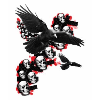 Mens Emo guys Goth music Crows in flight Skull shirt