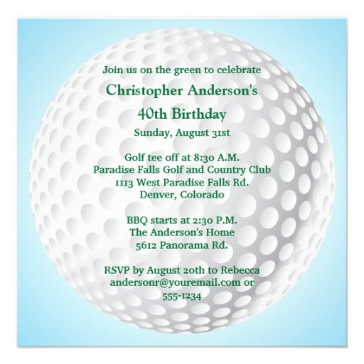 Men's Golfing 40th Birthday Invitation