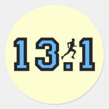 Mens half marathon round sticker
