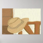 Mens Hat On Chair Painting Poster