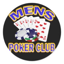 MENS POKER CLUB ROUND STICKER