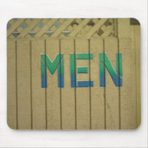 Mens Room Sign in lime green mousepads by familyteesngifts Mens Room Sign in lime green mousepads