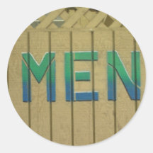 Mens Room Sign in lime green Round Stickers