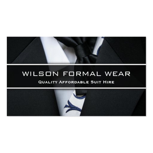 Mens Suit Formal Wear, Photo Business Card (front side)