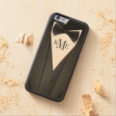Mens Tuxedo Suit Monogram Carved® Maple iPhone 6 Bumper