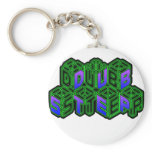 Mens Womens 3D Neon Cubes logo DUBSTEP keychains
