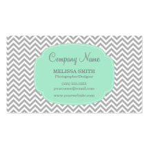 Menta gris de muy buen gusto Chevron Plantilla De Tarjeta De Negocio