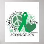 Mental Health Peace Love Acceptance Posters