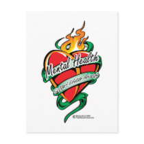 Mental Health Tattoo Heart postcards by fightcancertees Mental Health Tattoo Heart postcards