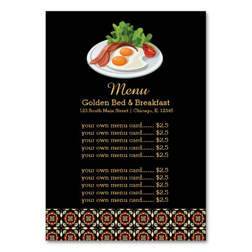 Menu Breakfast Table Card Zazzle