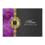 menu purple black damask bling invites