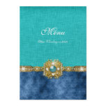 menu teal blue damask bling fashion custom announcements