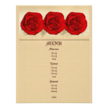 Menu templates - customizable red roses custom invites