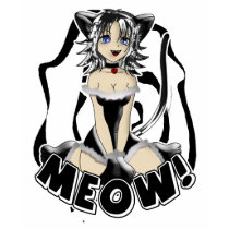 Meow Girl Kitty Black and White t-shirts