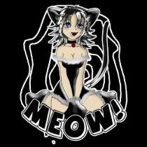 Meow Girl Kitty Black and White t-shirts by Rockangel1 Meow Girl Kitty Black and White t-shirts
