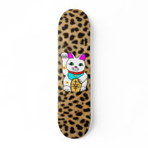MEOWIES LUCKY CAT MANEKI NEKO LEOPARD SKATEBOARD DECK