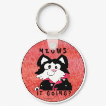 Meows It Going Cartoon Cat Accessories Keychains by zooogle Meows It Going Cartoon Cat Accessories Keychains