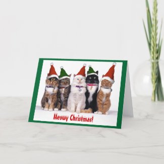 "Meowy Christmas!" Cats Greeting Card