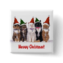 "Meowy Christmas!" Cats In Hats Buttons