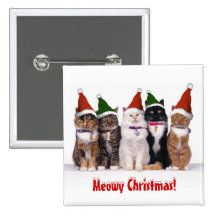 "Meowy Christmas!" Cats In Hats Buttons