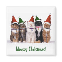 "Meowy Christmas!" Cats In Hats Fridge Magnets