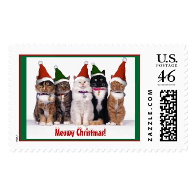 'Meowy Christmas!' Cats Stamp