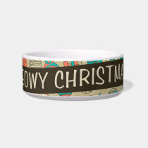 Meowy Christmas Retro Holidays Pet Dish pet bowls