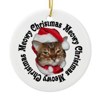 Meowy Christmas Small Design Double-Sided Ceramic Round Christmas Ornament