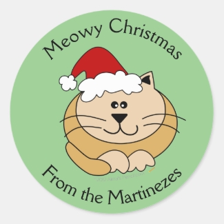 Meowy Christmas Xmas Cat Stickers Personalized
