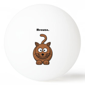 Meowza Brown Cat Cartoon Ping-Pong Ball