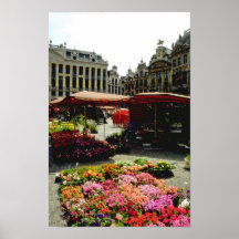 Mercado rosado de la flor en la plaza principal, B Posters