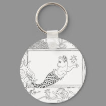 Mercat with seahorses and jellyfish keychains