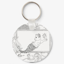 Mercat with seahorses and jellyfish keychains