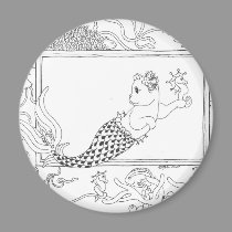 Mercat with seahorses and jellyfish magnets