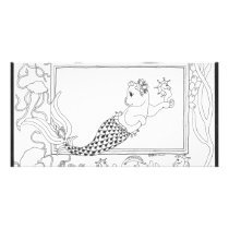 Mercat with seahorses and jellyfish photo cards by BeMusedArt Mercat with seahorses and jellyfish photo cards