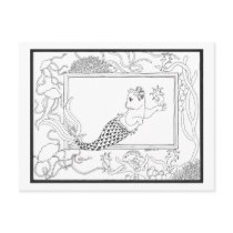 Mercat with seahorses and jellyfish postcards by BeMusedArt Mercat with seahorses and jellyfish postcards