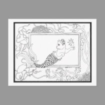 Mercat with seahorses and jellyfish postcards