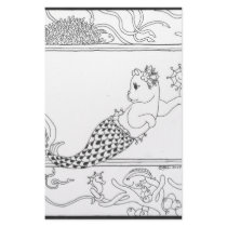 Mercat with seahorses and jellyfish stationery by BeMusedArt Mercat with seahorses and jellyfish stationery
