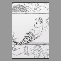 Mercat with seahorses and jellyfish stationery