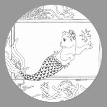 Mercat with seahorses and jellyfish stickers