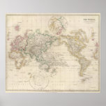 Mercators Projection of the world Poster