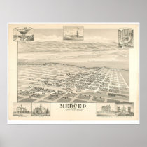 Merced, CA. Panoramic Map 1888 (1062A) Print