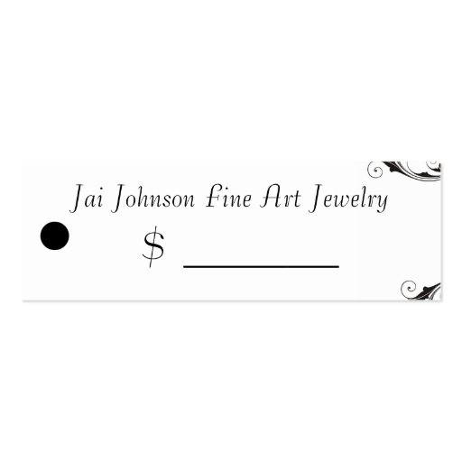 Merchandise Price Tags (Black & White Swirl) Business Card Templates (front side)