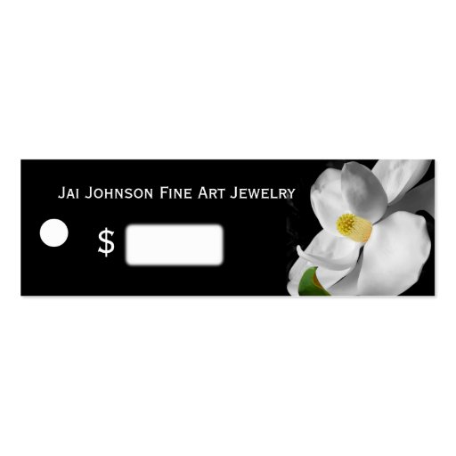 Merchandise Price Tags (Magnolia on Black) Business Card Template