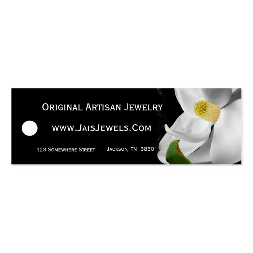 Merchandise Price Tags (Magnolia on Black) Business Card Template (back side)